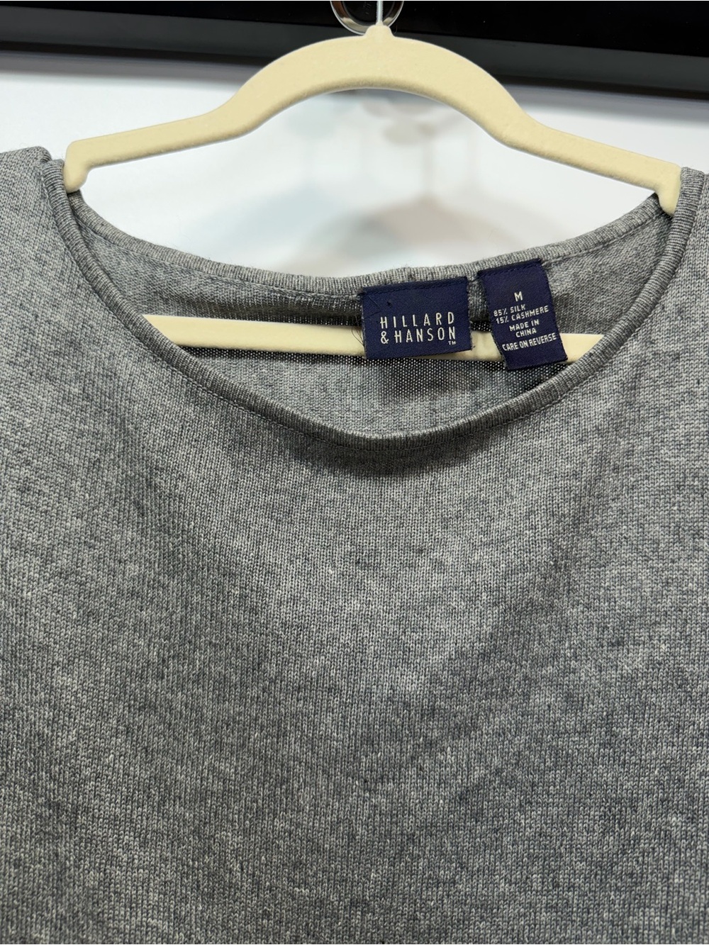 Hillard & Hanson Silk Cashmere Sweater Gray Scoop Neck Size M - Picture 6 of 10